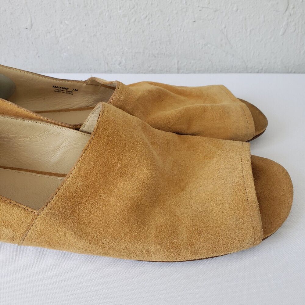 Botkier New York Womens Sz 7 Maxine Suede Tan Leather Zip Peep Toe Flats Shoes - Picture 4 of 13